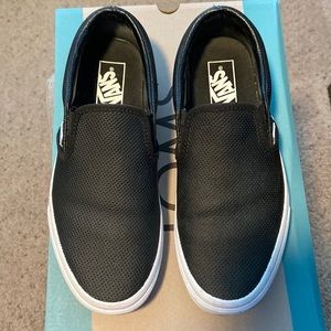 Women’s perf leather slip on shoes.